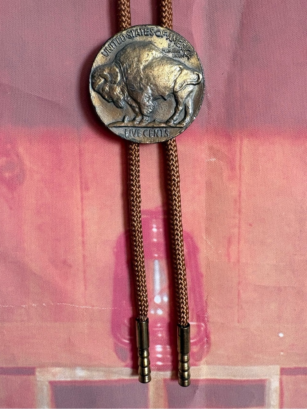 Vintage Bronze Tone Buffalo Nickel Bolo Tie – Brown